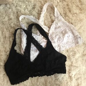 Aerie black & white lace bralette (set of 2)